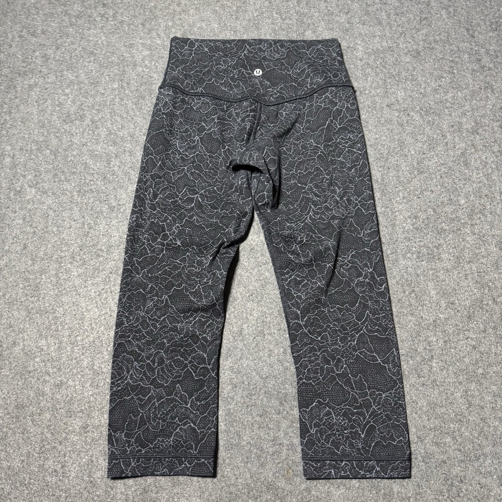 Lululemon Align Crop Leggings Size‎ 4 Lacescape Dark Cast Black Athletic Running